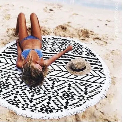 Serviette de Plage Ronde Soleil H-150X150cm